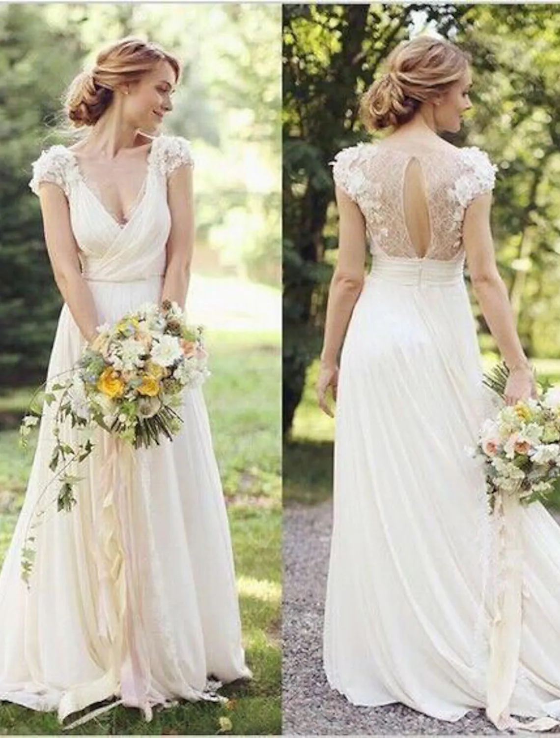 Beach Open Back Wedding Dress 2023 A-Line Cap Sleeve V Neck Lace Appliques Boho Bridal Gowns Women Summer Sexy Robe de Mariage