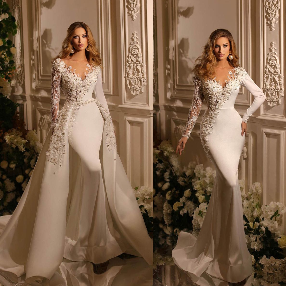 Stylish Pearls Wedding Dresses Satin Bridal Gown Custom Made with Overskirts Embroidery Lace Appliques Wedding Gowns, Light sky blue
Stylish Pearls Wedding Dresses Satin Bridal Gown Custom Made with Overskirts Embroidery Lace Appliques Wedding Gowns, Light sky blue