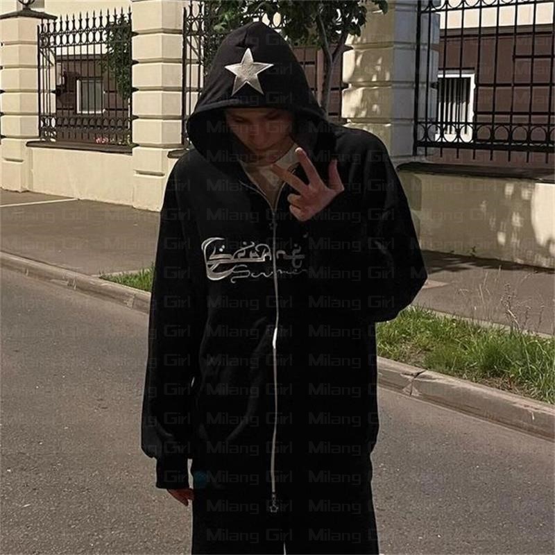Womens Hoodies Sweatshirts Zip up Hoodie Fashion embroidery Star graphics Mens hoodies Sweatshirt gothic Sport Coat Long Sleeve Oversized hoodie jacke