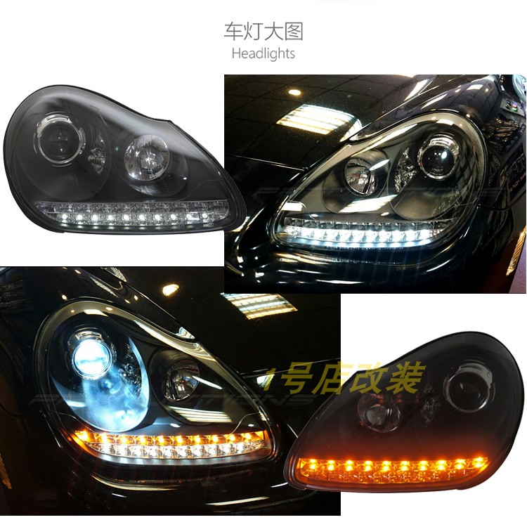 Blue Headlight Bulbs For Porsche Cayenne 2003-2007 All LED Headlights Low And High Beam Daytime Running Lights