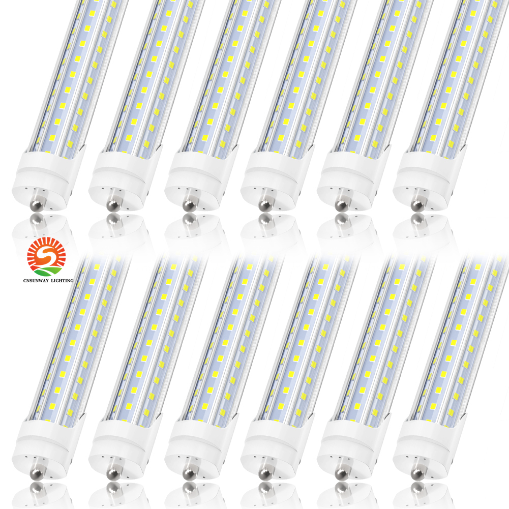 8ft led tube lights, Single Pin FA8 T8 96 inch D shape 120W bulbs LED shop Light, clear cover, cold white, t10 t12 bubes fluorescent replacement, no b