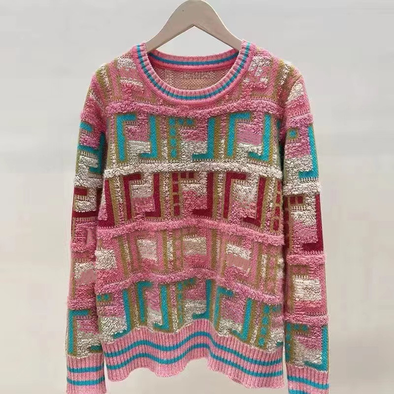 Designer's New Pink Jacquard Long-sleeved Women's Knits Fashion Three-Dimensional Relief F Print Pullover & Knitted Cardigan, Pink pullover
Designer's New Pink Jacquard Long-sleeved Women's Knits Fashion Three-Dimensional Relief F Print Pullover & Knitted Cardigan, Pink pullover