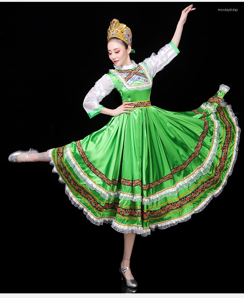 Russian Folk Classical Dance Dress | Custom-Made Green European Court Princess Maid Stage Performance