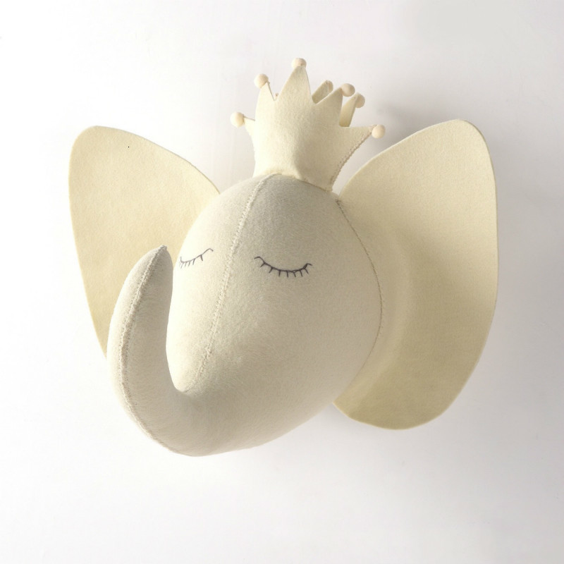 Wall Decor Handmade Stuffed Animal Head Wall Decoration Baby Kids Room Wall Hanging Animal Head Decorative Toys Wall Hangings Toy 230323
