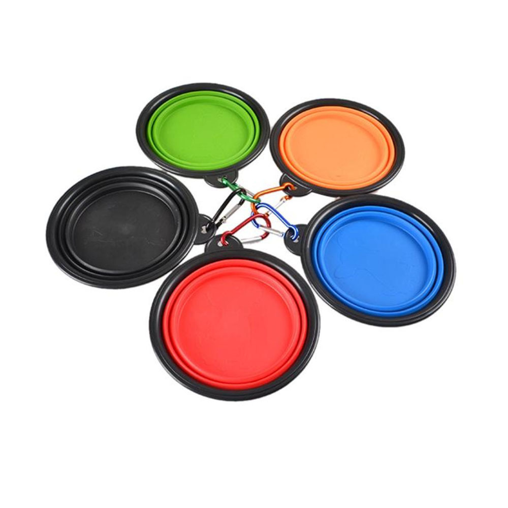 Pet Dog Bowls Folding Portable Dog Food Container Silicone Pet Bowl Puppy Collapsible Bowls Pet Feeding Bowls with Climbing Buckle dh5783