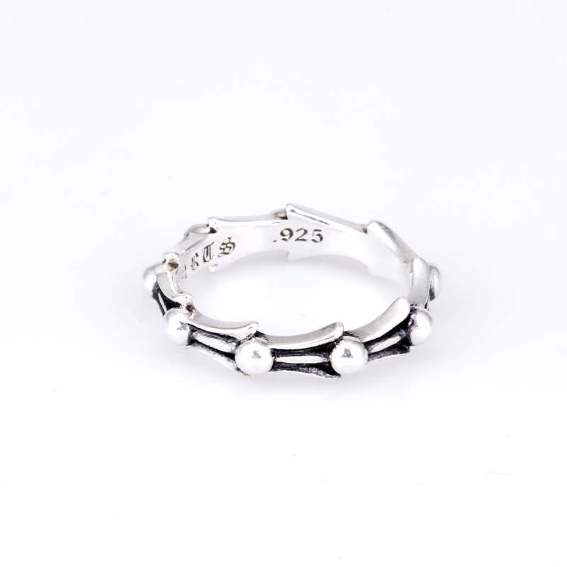 A1 S925 Sterling Silver Ring Cross Flower Letter Tail Ring Personalized Punk Style Gift for Lover