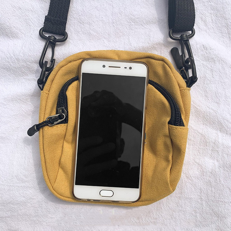 Waist Bags Fashion Korean style Harajuku ladies student shark canvas bag monochrome shoulder mini messenger hand purse 230323