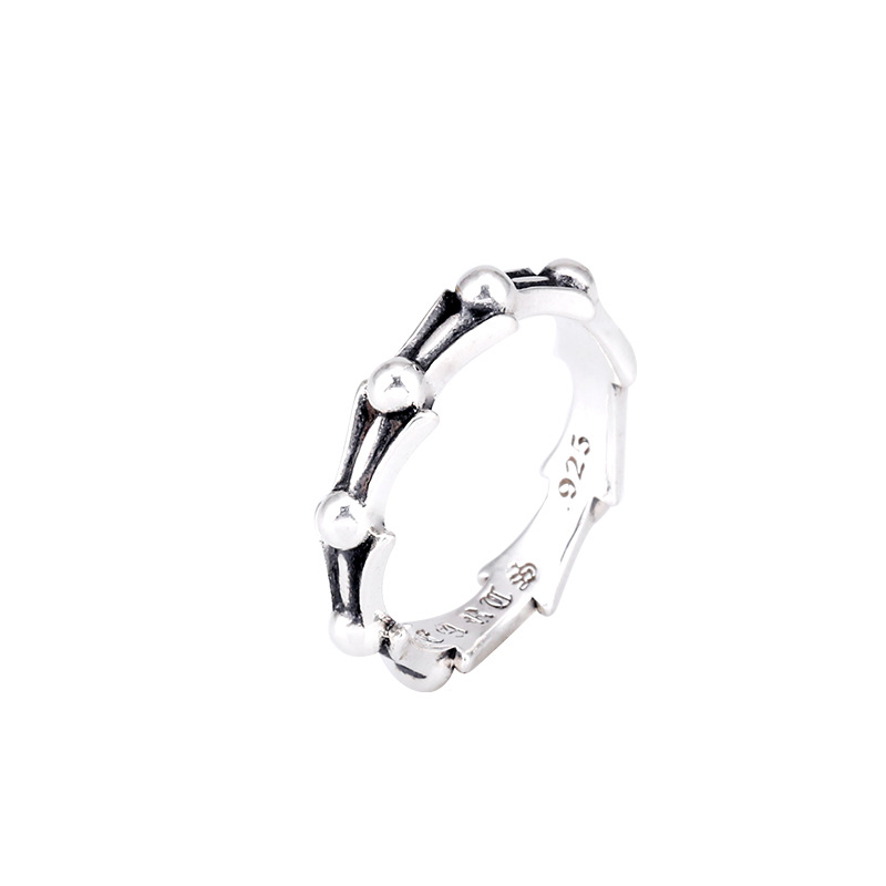 A1 S925 Sterling Silver Ring Cross Flower Letter Tail Ring Personalized Punk Style Gift for Lover