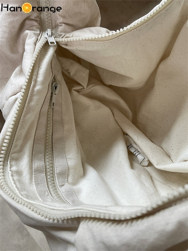 Waist Bags HanOrange 2023 Spring Cotton Linen Texture Cross Shoulder Dumpling Women Fashion Pleated Filled Crescent Female 230323