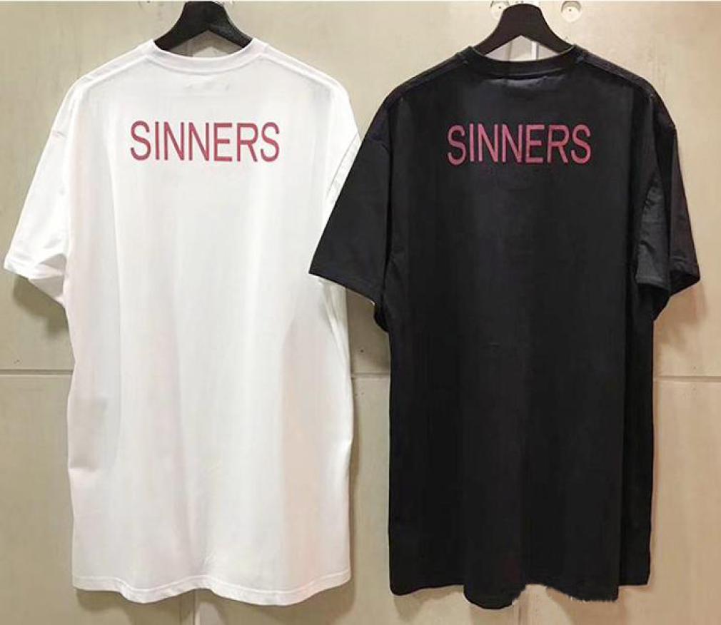 18ss Fashion High Quality Letter Printing Men Women Sinners Golden Print T Shirt Casual Cotton Tee Top