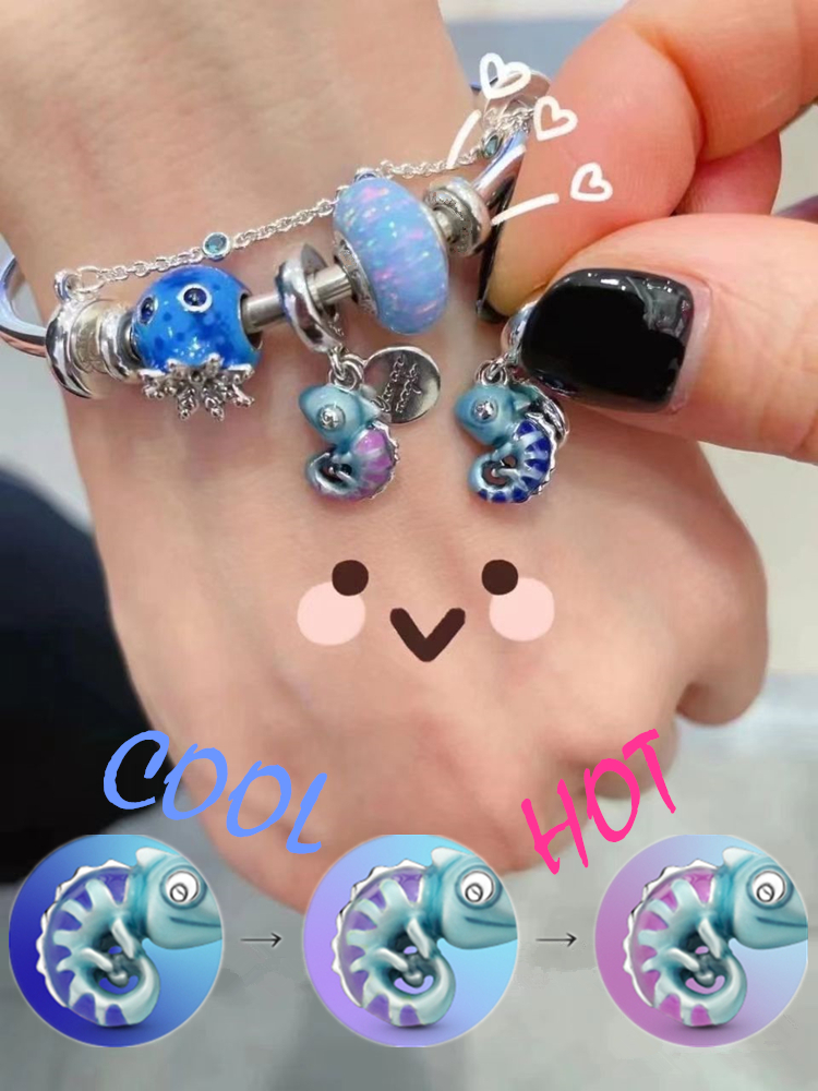 New Popular 925 Sterling Silver My Pet Cat Blue Sea Enamel Hi Kitty Dangle Charm Fit S925 Snake Bracelet Fine Jewelry