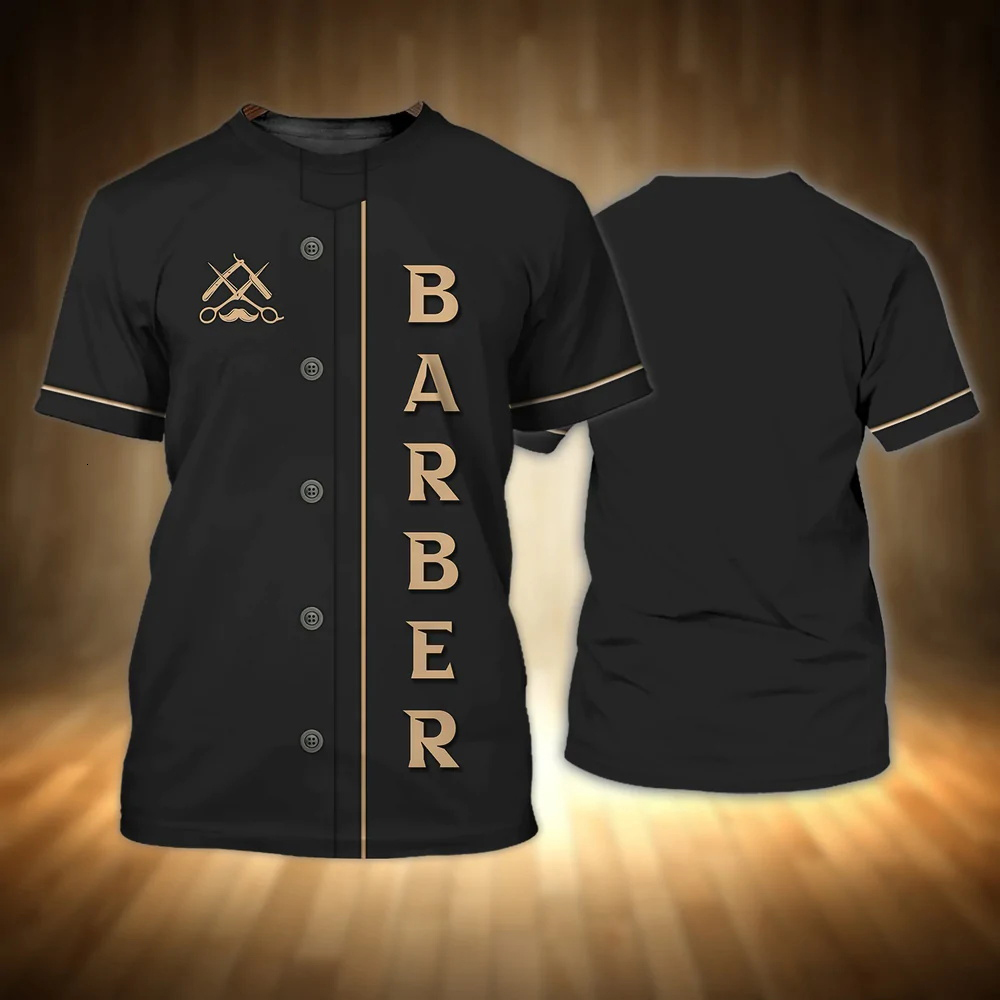 Mens Polos Barber Shop Shirt Mens TShirts 3D Printed Custom Mens Clothing ONeck Oversized Short Sleeve Tops Cool Punk Streetwear 230323