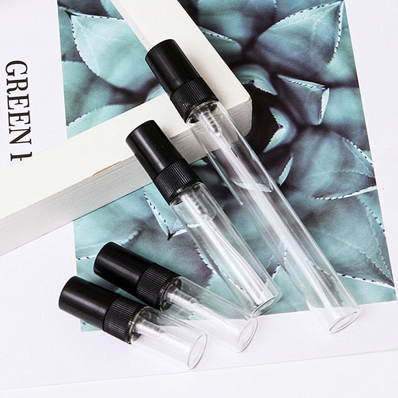 Perfume Bottle 50pcs 2ml 3ml 5ml 7ml 10ml Portable Clear Glass refillable Perfume Bottle With Spray Empty Parfum Cosmetic Vials With Atomizer 230323