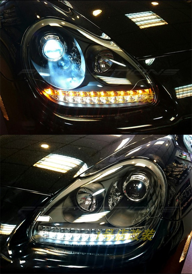 Blue Headlight Bulbs For Porsche Cayenne 2003-2007 All LED Headlights Low And High Beam Daytime Running Lights