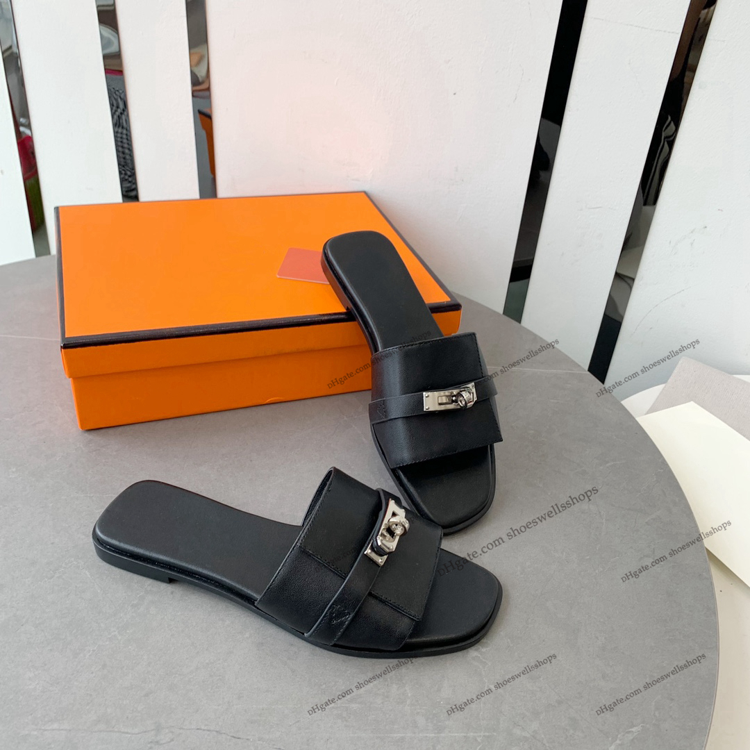 Sandal Slide Sandal Designer Slippers Beach Classic Flat Sandals Luxury Summer Lady Leather Flip Flops Men Women Slides 02