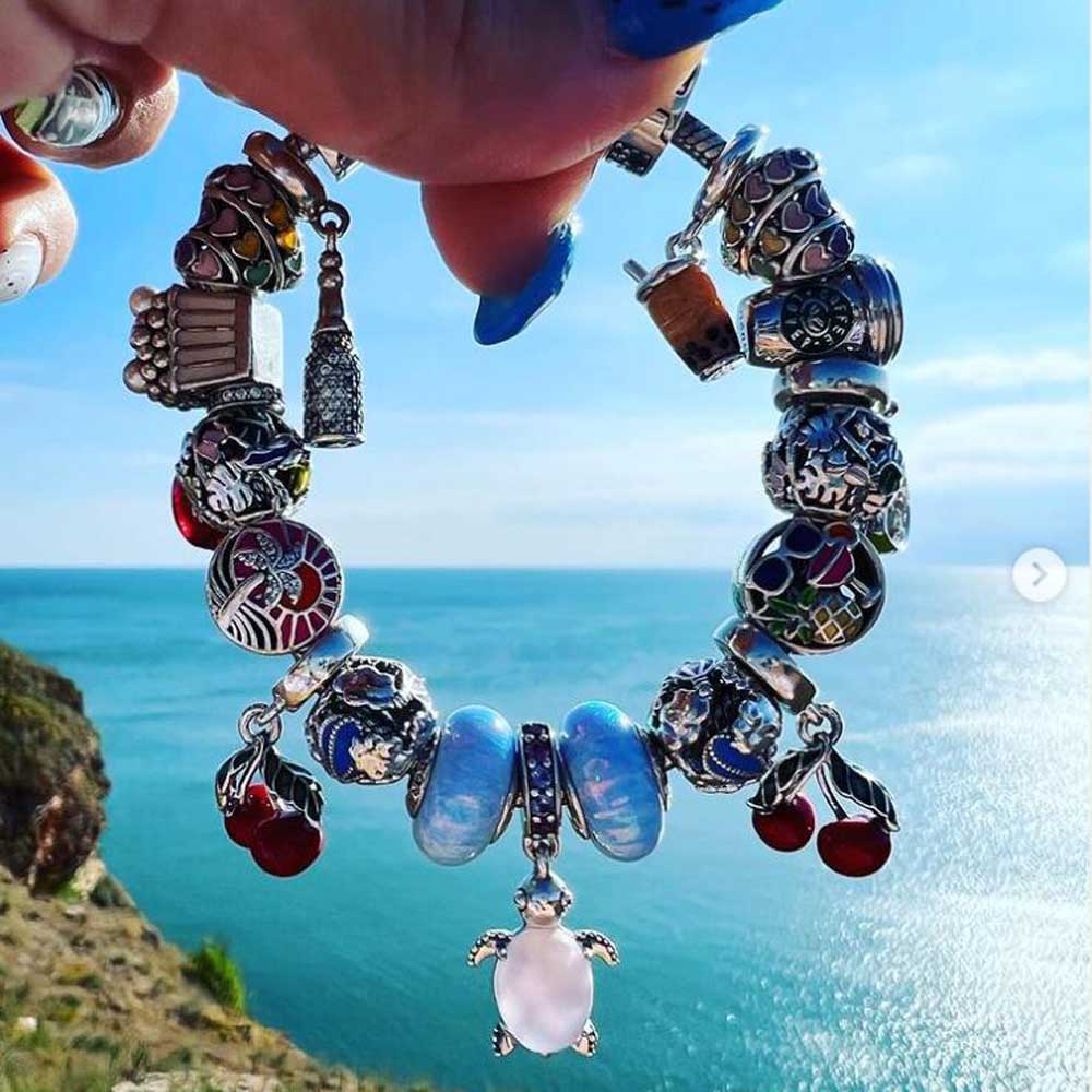 New Popular 925 Sterling Silver My Pet Cat Blue Sea Enamel Hi Kitty Dangle Charm Fit S925 Snake Bracelet Fine Jewelry