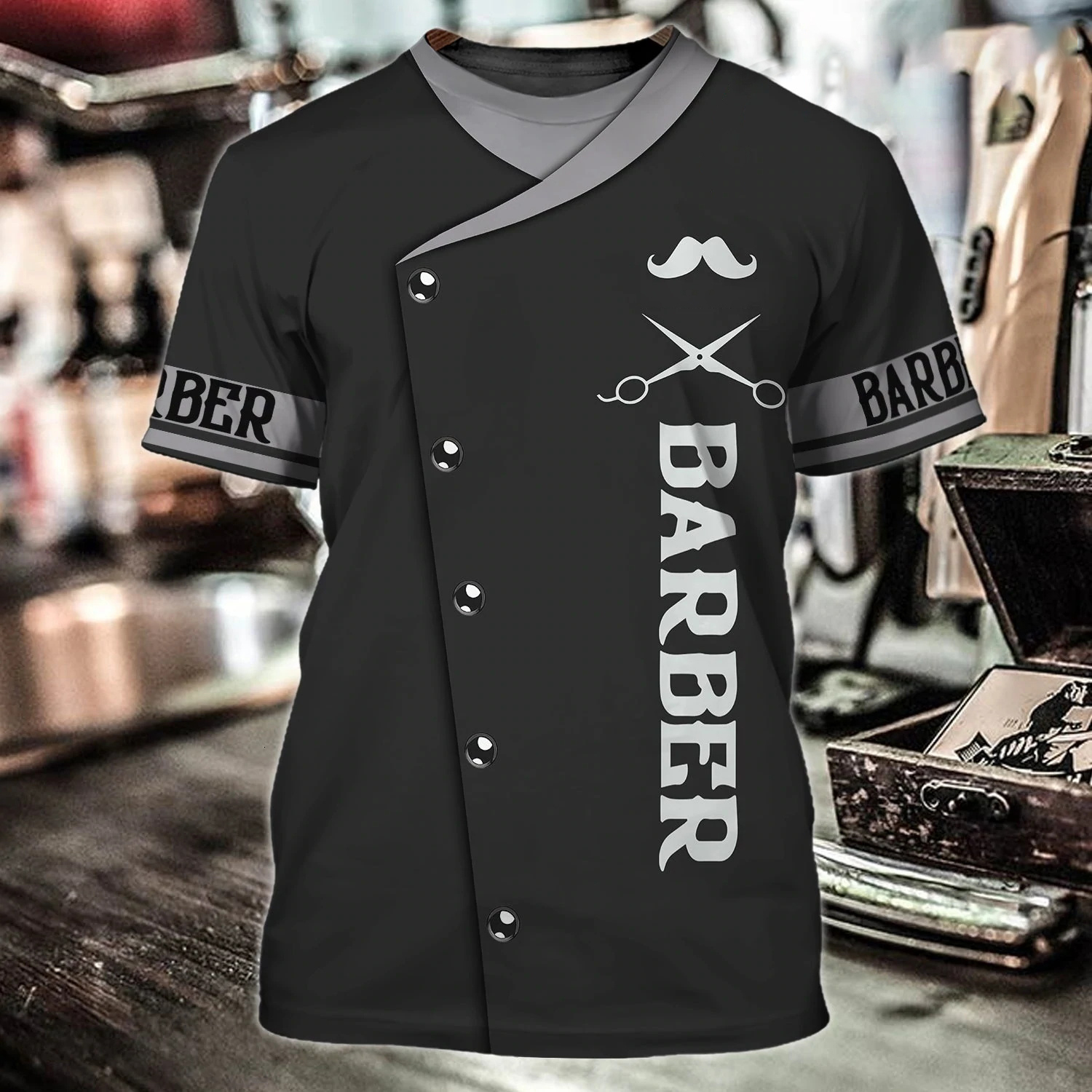 Mens Polos Barber Shop Shirt Mens TShirts 3D Printed Custom Mens Clothing ONeck Oversized Short Sleeve Tops Cool Punk Streetwear 230323