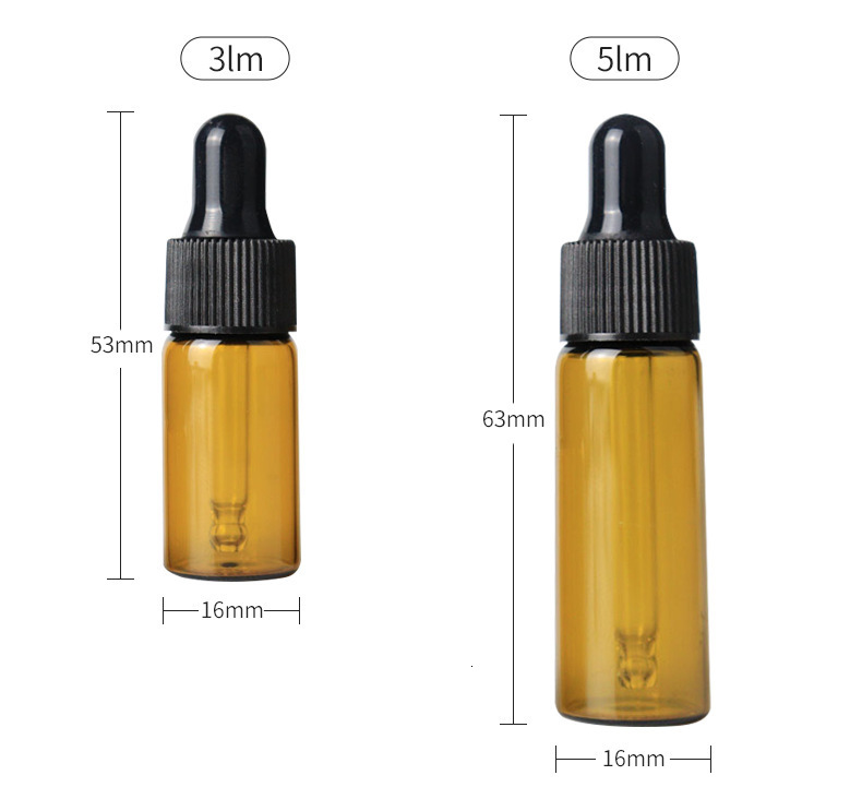 Perfume Bottle 50/100PCS 1-5/ML Essential Oil Glass Refillable Eye Empty Dropper Bottle Container TravelPortable for Essential Oils Perfumes 230323