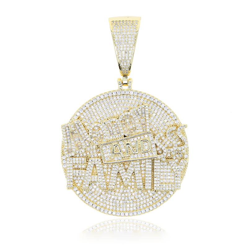 Men Women Hip Hop Round Pendant Necklace with Rope Chain Iced Out Bling 5A Cubic Zirconia Necklaces Fashion Charm Jewelry