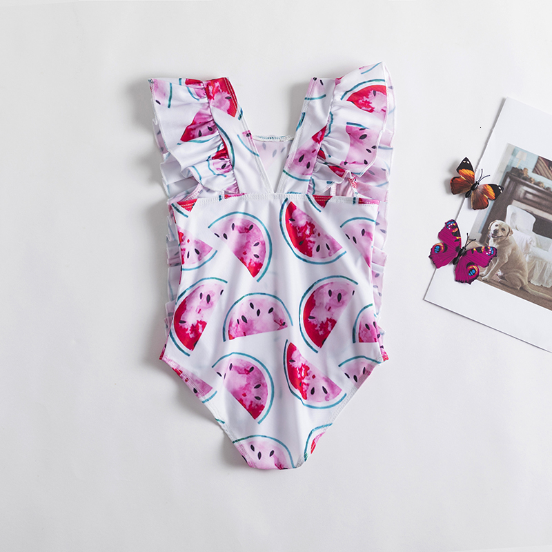 Girl Swimsuits 1 2 3 4 5 Year Baby Printed Swimwear Summer Beach Bathing Bikini Clothes Kids Bow Seaside Swimming Wear 230322