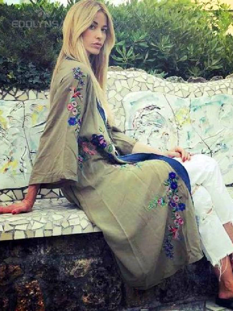 Women's Swimwear Embroidery Kaftan Beach Tunic Beach Cover up Saida de Praia Swimsuit Women Bikini cover up Pareo Sarong Beachwear Q882 230323