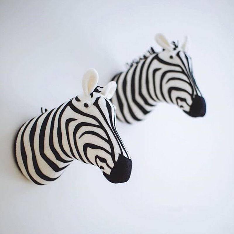 Wall Decor Zebra/Elephant/Giraffe 3D Animal Head Wall Mount Children Stuffed Toys Kids Room Wall Home Decoration Accessories Birthday Gifts 230323
