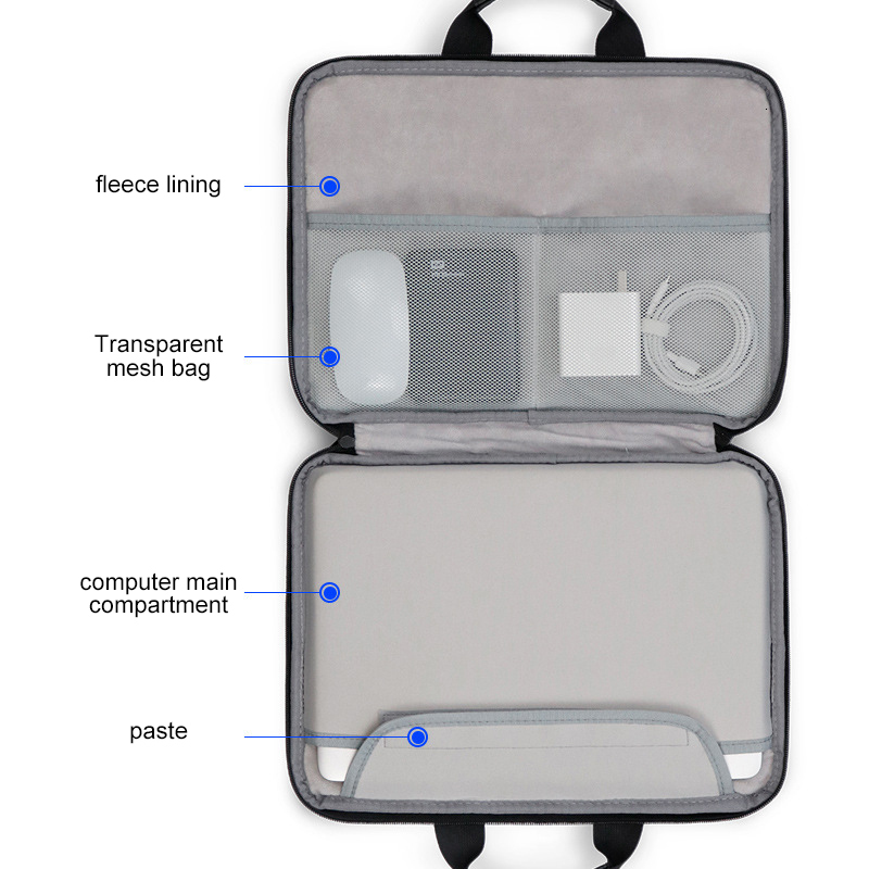 Briefcases Business Briefcase Portable Laptop Mouse Charger Storage Handbag Multifunction Document Material Organizer Pouch Accessories 230323