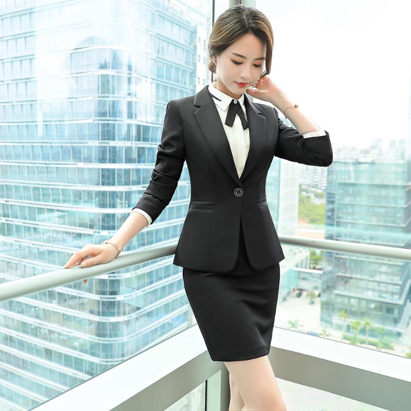 Two Piece Dress Black Elegant Formall Ladies Suit Skirts And Tops Woman Blazer Suits Jacket Clothing 2 Set Complete Office OutfitTwo