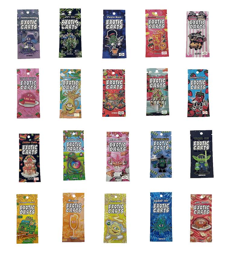 EXOTIC CARTS E-cigarette Packing Bags one gram 1g fruity Infused Candy dank Packaging Bag Edibles Package Mylar Smell Proof wholesale
EXOTIC CARTS E-cigarette Packing Bags one gram 1g fruity Infused Candy dank Packaging Bag Edibles Package Mylar Smell Proof wholesale