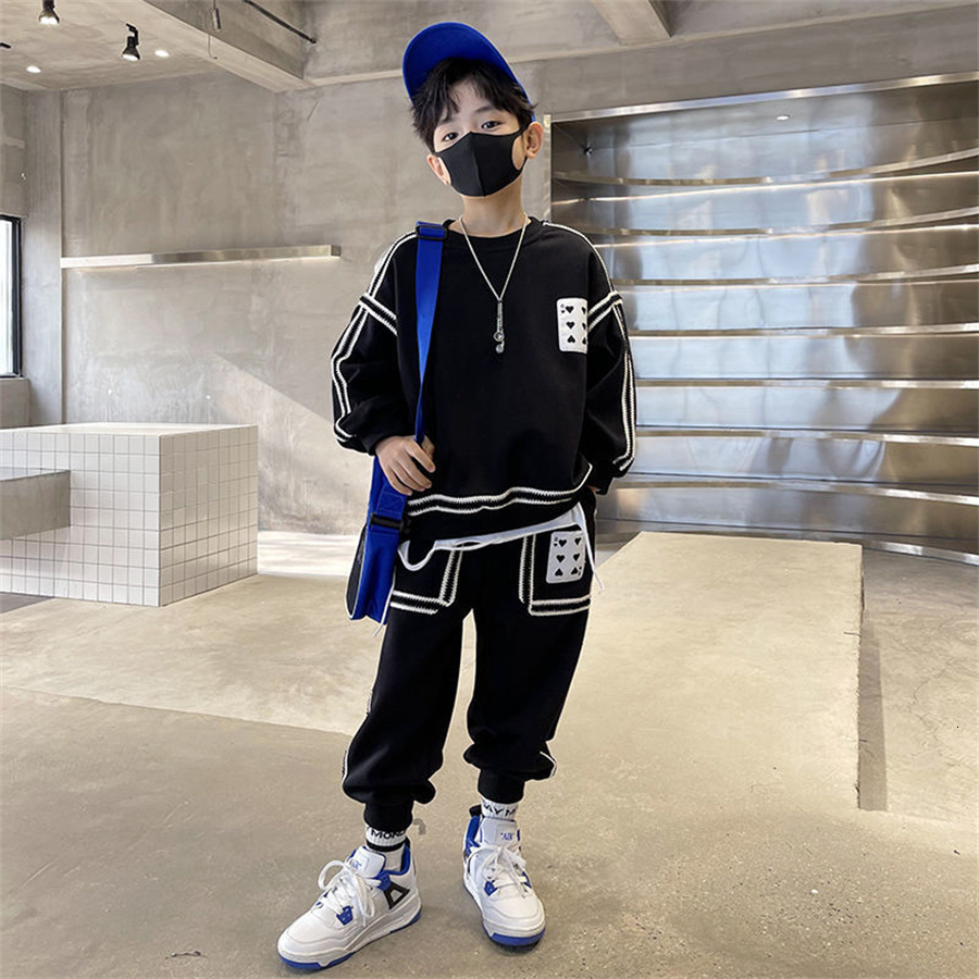 Clothing Sets Children Boys Clothing Set Fashion Baby Boy Tracksuits Street Clothes Teenage 5 6 8 11 12 Years Autumn Kids Sports Suits 2Pcs 230323
