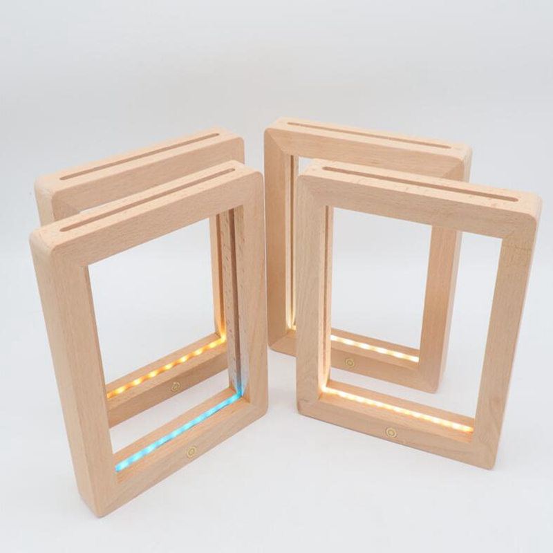 50Pcs Led Wooden Photo Frame Lamp USB Charge Table Night Light 3D Visual Image Bedroom Home Wedding Party Decoration Lighting