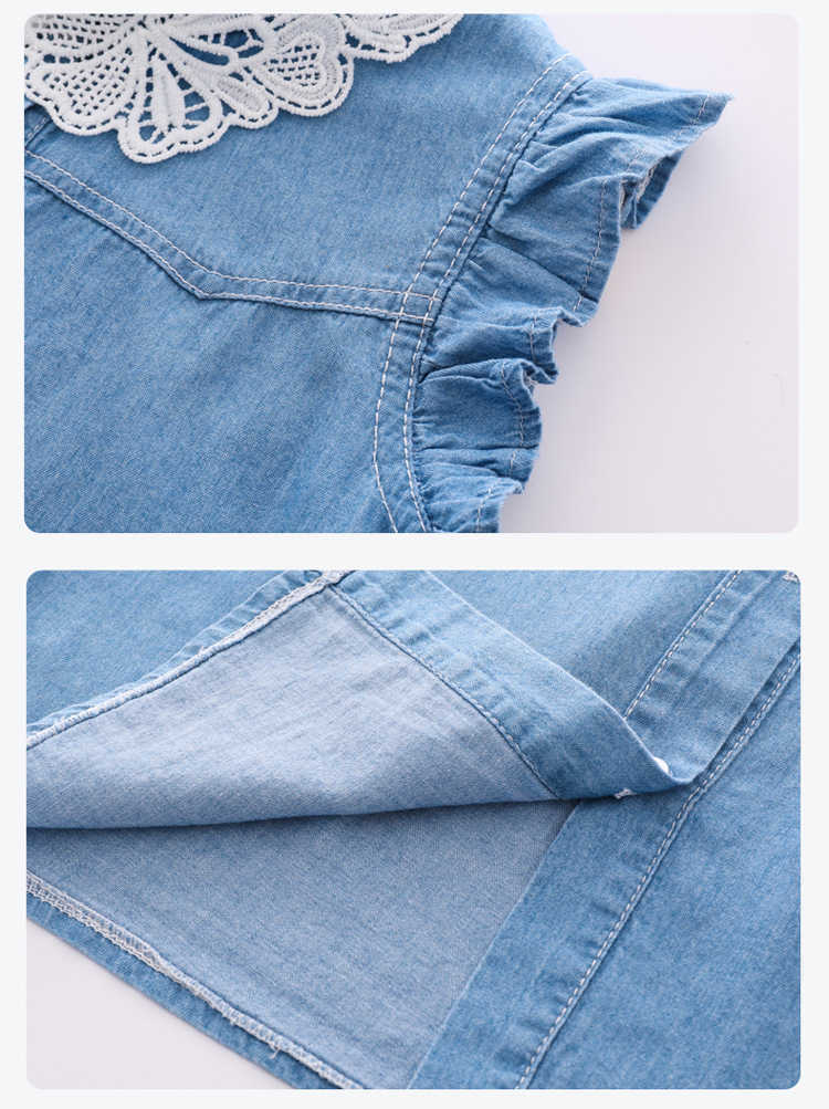 Clothing Sets Girls Clothing Sets Summer Fashion Lapel Sleeveless Tops and Shorts Sets Teen Kids Clothes Suit Children Denim Girls Tracksuit AA230322
