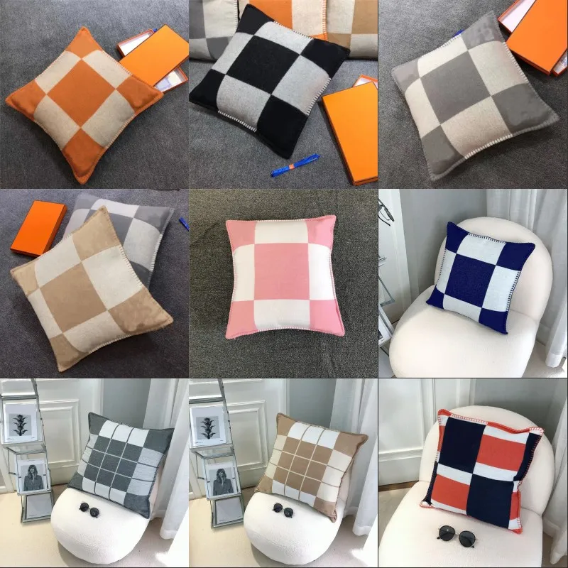 Luxury Designer Decor Letter Pillow Cover Bedding Decoration Pillowcase Chair Sofa Orange Car Thick Cashmere Cushion Men's room And Women's