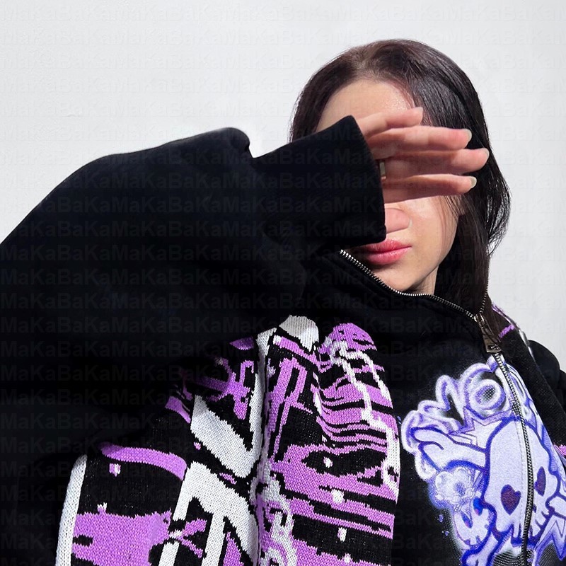 Womens Hoodies Sweatshirts Y2k Women Zip Up Streetwear Skeleton Printed Long Sleeve Gothic Punk Autumn Winter Jackets 230323