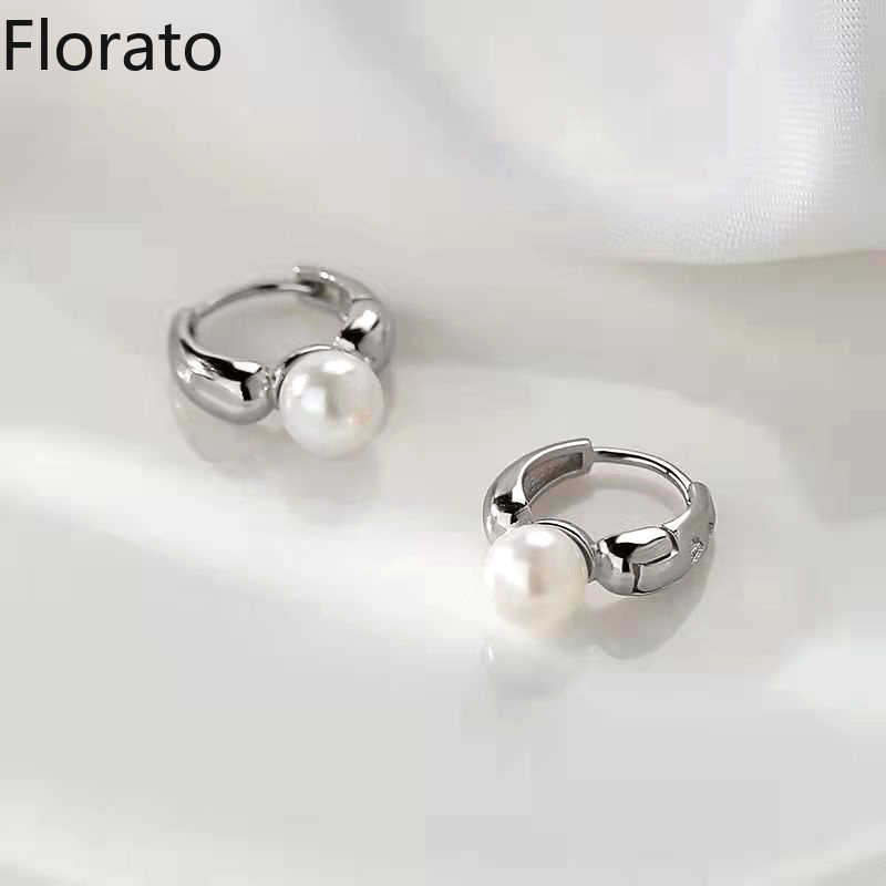 Charm S925 Sterling Silver Cute Pearl Small Hoop Earrings for Women Gold Color Eardrop Minimalist Tiny Huggies Earrings Fine Jewelry Z0323