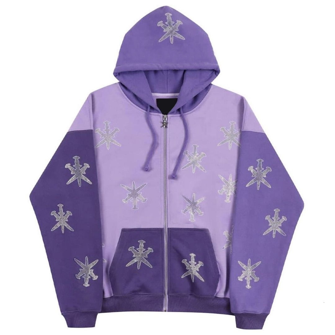 Womens Hoodies Sweatshirts Women Vintage Star rhinestones Fashion Zip Up Long Sleeve Loose Jacket Coats Harajuku Hooded Y2k Streetwear 230323