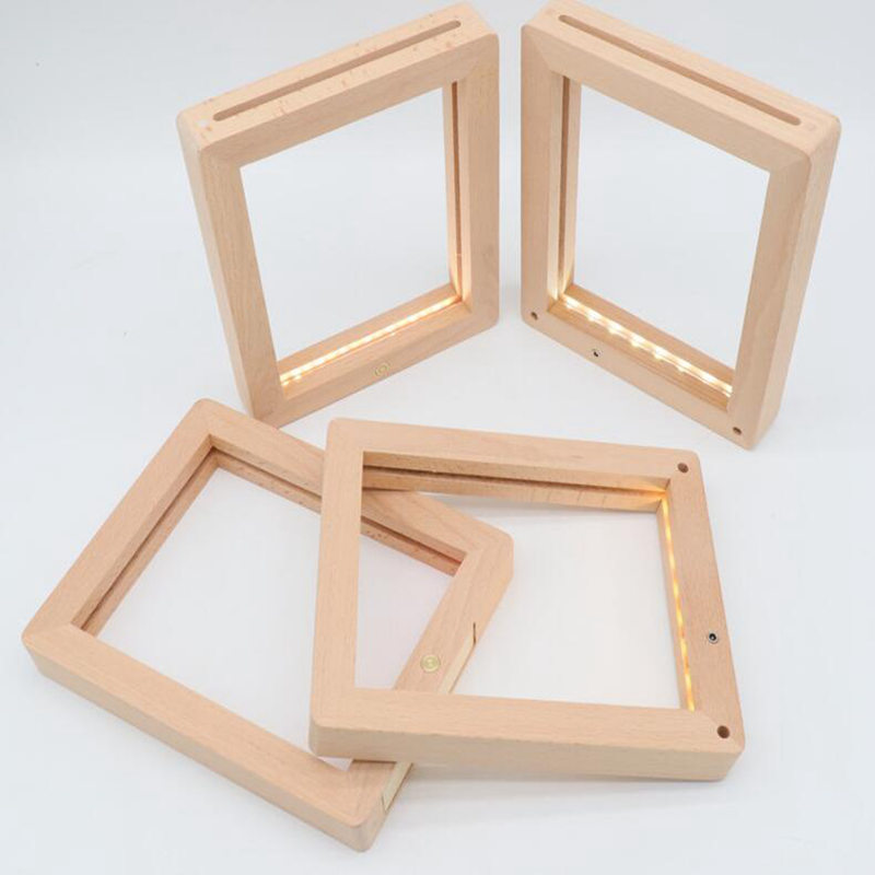 50Pcs Led Wooden Photo Frame Lamp USB Charge Table Night Light 3D Visual Image Bedroom Home Wedding Party Decoration Lighting