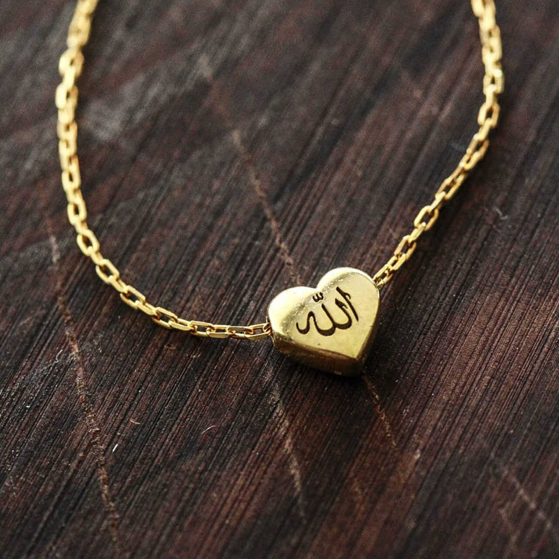 Pendant Necklaces Tiny Heart Allah Necklaces For Women Islamic Jewelry Stainless Steel Arabic Qur'an Letters Choker Gift for Muslims Collier Femm