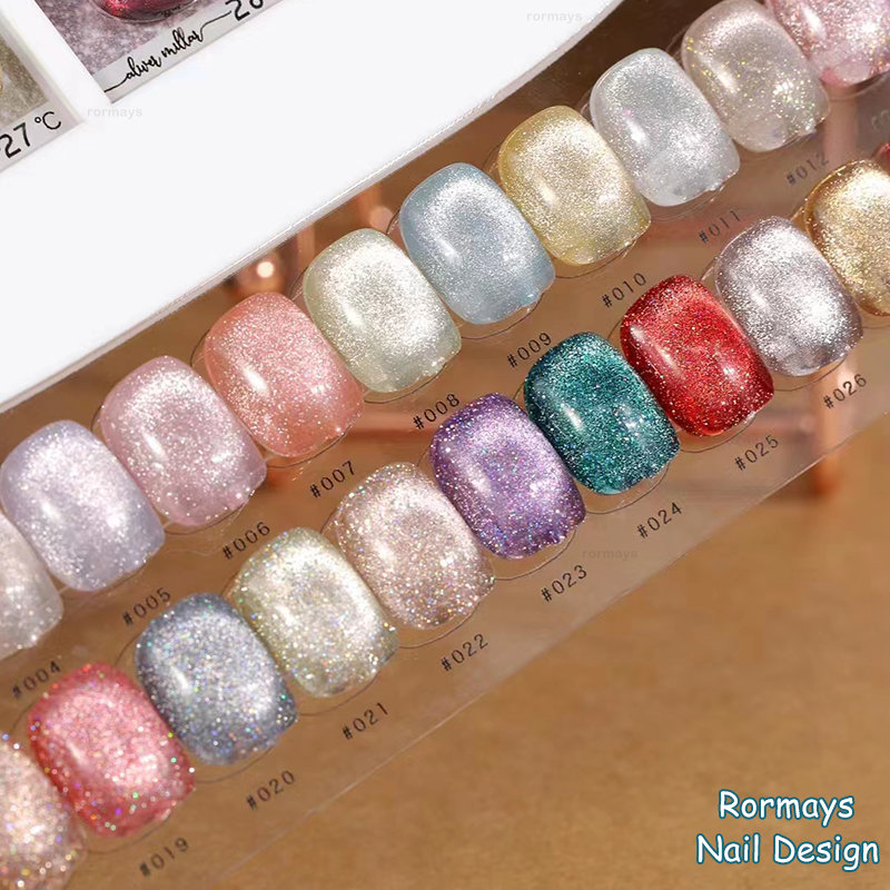 Rormays Reflective Glitter gel nail polish 30PCS Shiny Aurora Pearl Shell Nail Art Varnish Semi permanent UV LED Nail Factory