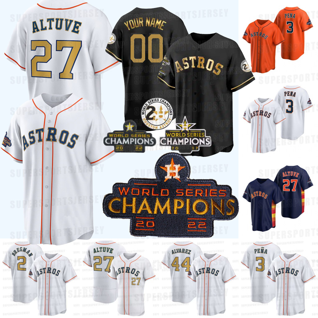 Astros 2023 Gold Rush Program Baseball Jerseys Houston 22 Champions Jose Abreu Jeremy Pena Jose Altuve Alex Bregman Verlander Alvarez Gurriel McCullers
Astros 2023 Gold Rush Program Baseball Jerseys Houston 22 Champions Jose Abreu Jeremy Pena Jose Altuve Alex Bregman Verlander Alvarez Gurriel McCullers