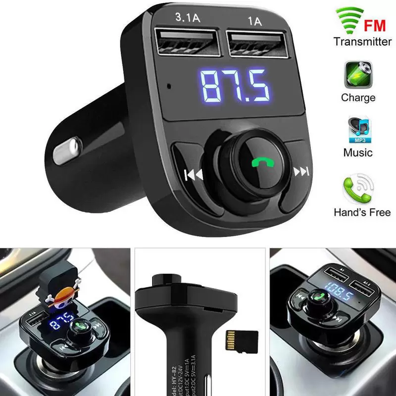 

2023 FM50 X8 FM Transmitter Aux Modulator Car Kit Bluetooth Handsfree Car Audio Receiver MP3 Player with 3.1A Quick Charge Dual USB Car C with Box