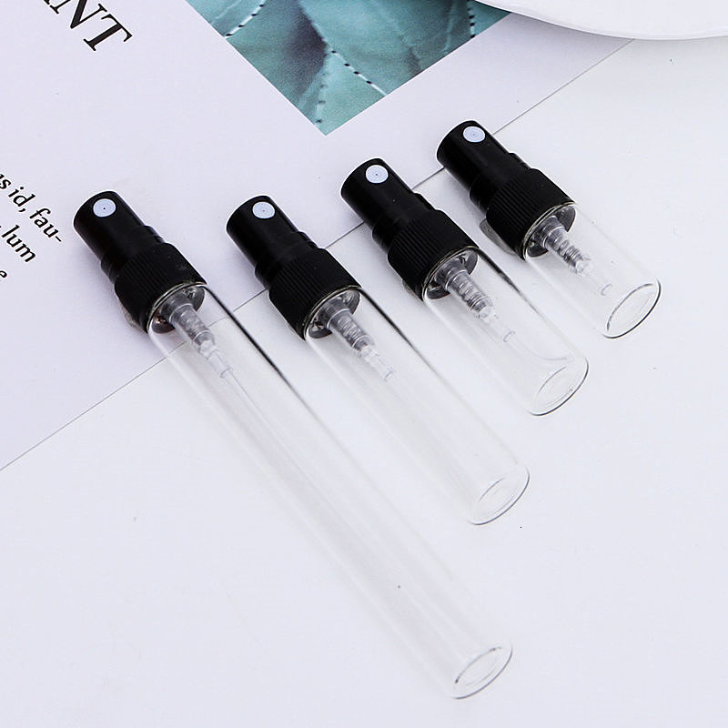 Perfume Bottle 50pcs 2ml 3ml 5ml 7ml 10ml Portable Clear Glass refillable Perfume Bottle With Spray Empty Parfum Cosmetic Vials With Atomizer 230323