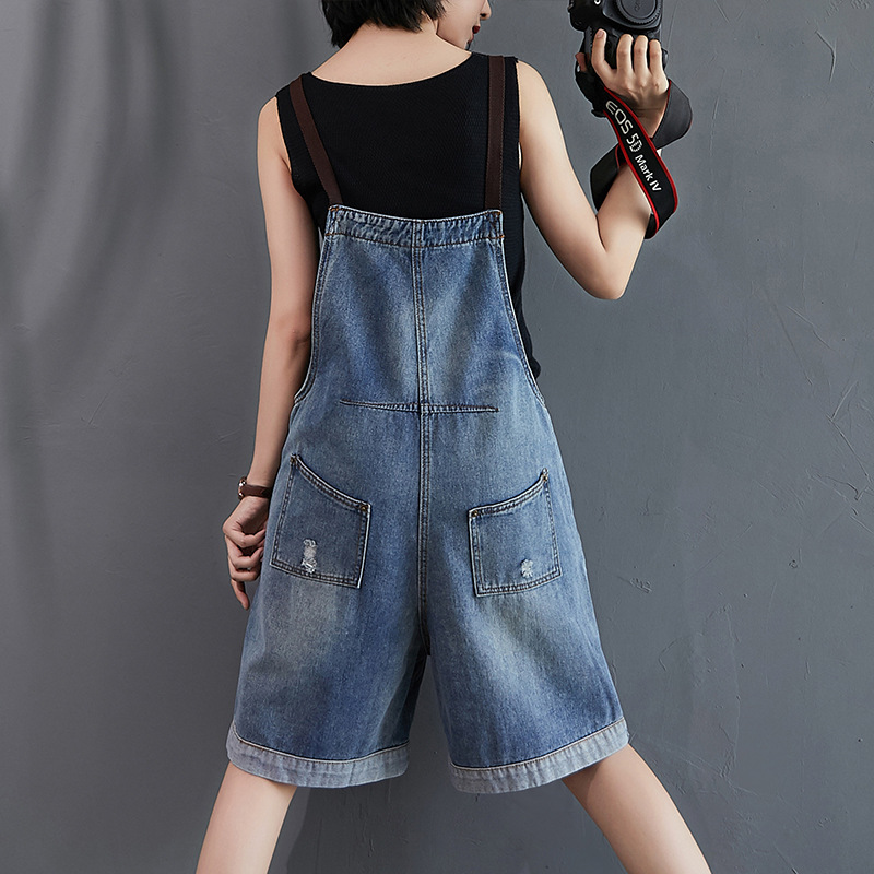 Loose Suspender Jeans Women Jeans Jumpsuit 2023 New Summer Cowboy Playsuits Sling Wide Legs Denim Shorts Female Tooling