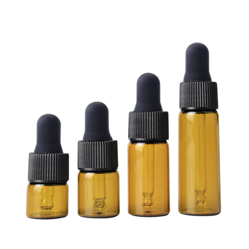 Perfume Bottle 50/100PCS 1-5/ML Essential Oil Glass Refillable Eye Empty Dropper Bottle Container TravelPortable for Essential Oils Perfumes 230323
