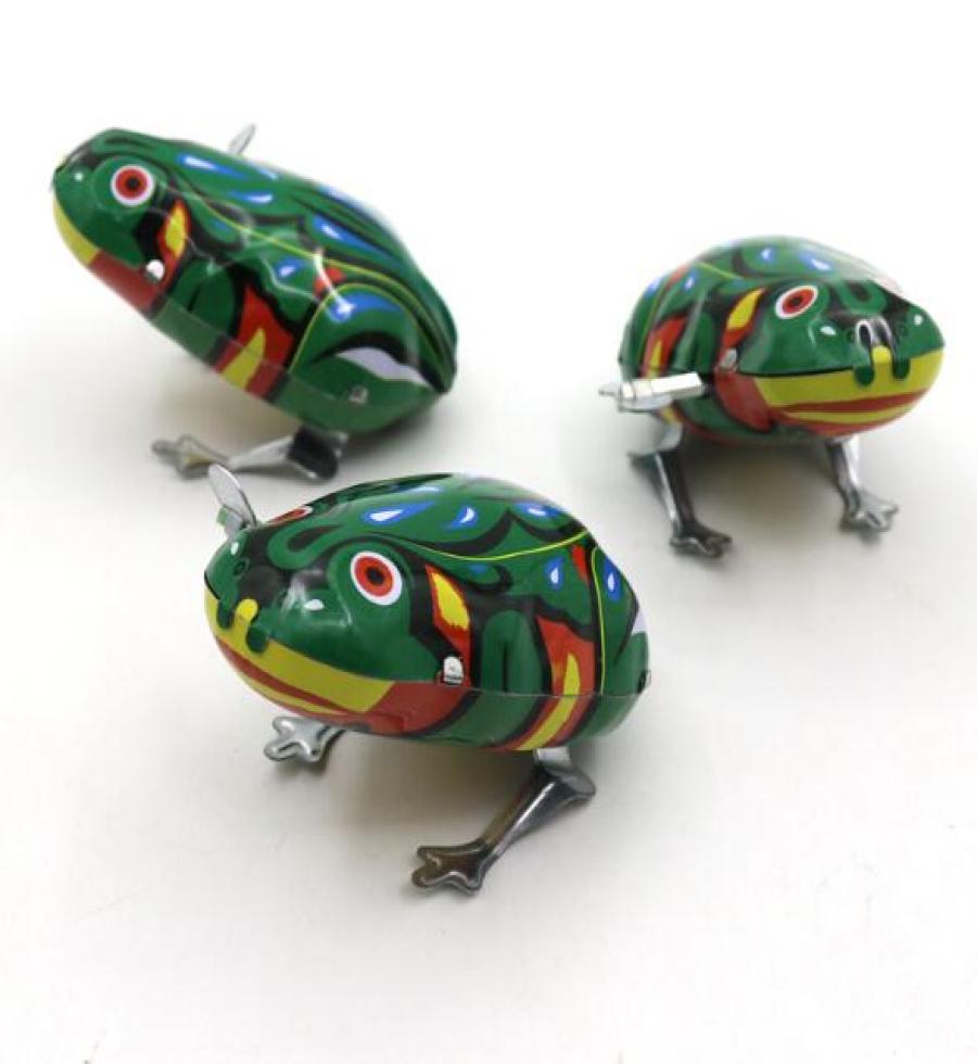 Kids Classic Tin Wind Up Clockwork Toys Jumping Frog Vintage Toy For Boys Educational YH711