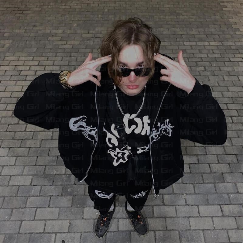 Womens Hoodies Sweatshirts Zip up Hoodie Fashion embroidery Star graphics Mens hoodies Sweatshirt gothic Sport Coat Long Sleeve Oversized hoodie jacke