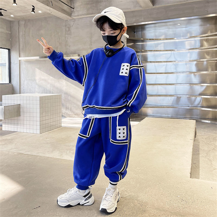 Clothing Sets Children Boys Clothing Set Fashion Baby Boy Tracksuits Street Clothes Teenage 5 6 8 11 12 Years Autumn Kids Sports Suits 2Pcs 230323