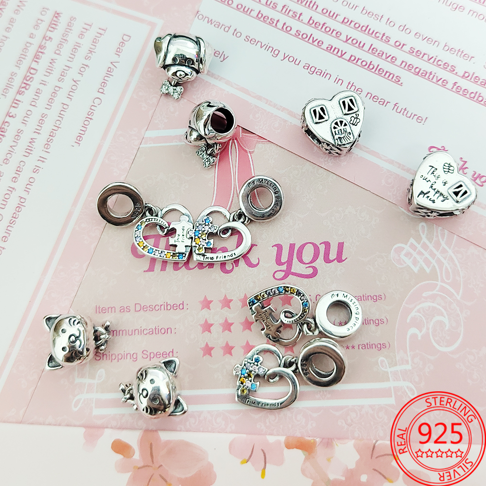 New Popular 925 Sterling Silver My Pet Cat Blue Sea Enamel Hi Kitty Dangle Charm Fit S925 Snake Bracelet Fine Jewelry