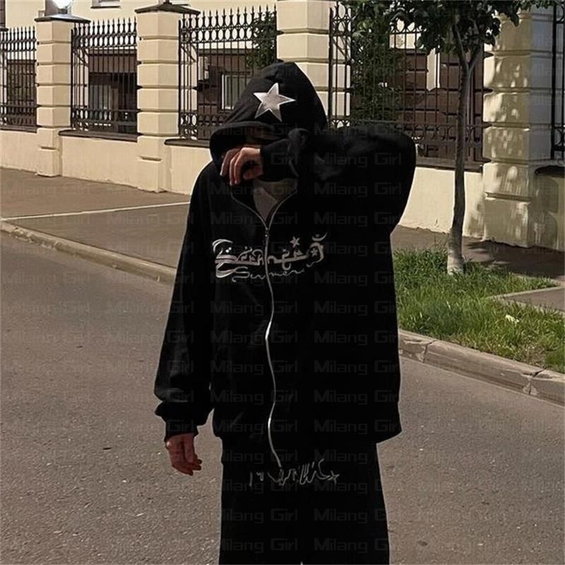 Womens Hoodies Sweatshirts Zip up Hoodie Fashion embroidery Star graphics Mens hoodies Sweatshirt gothic Sport Coat Long Sleeve Oversized hoodie jacke