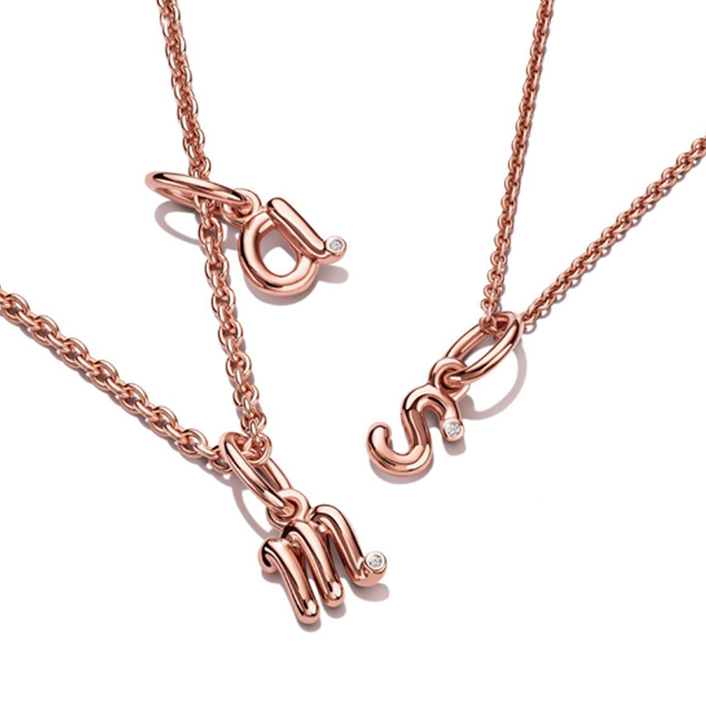 New 925 Sterling Silver Charm 26 Letter Pendant CZ Charm Fit S925 Snake Women Bracelet Fashion Jewelry Love Gift